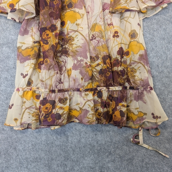 H&M Women's Multicolored Floral Transparent Sheer Top/Blouse - Picture 4 of 11